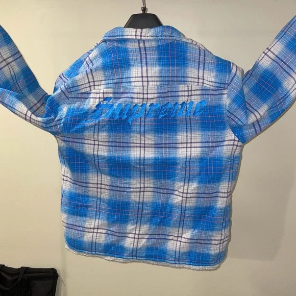 Supreme Lined Flannel Snap Shirt Blue Supreme Lined Flannel snap